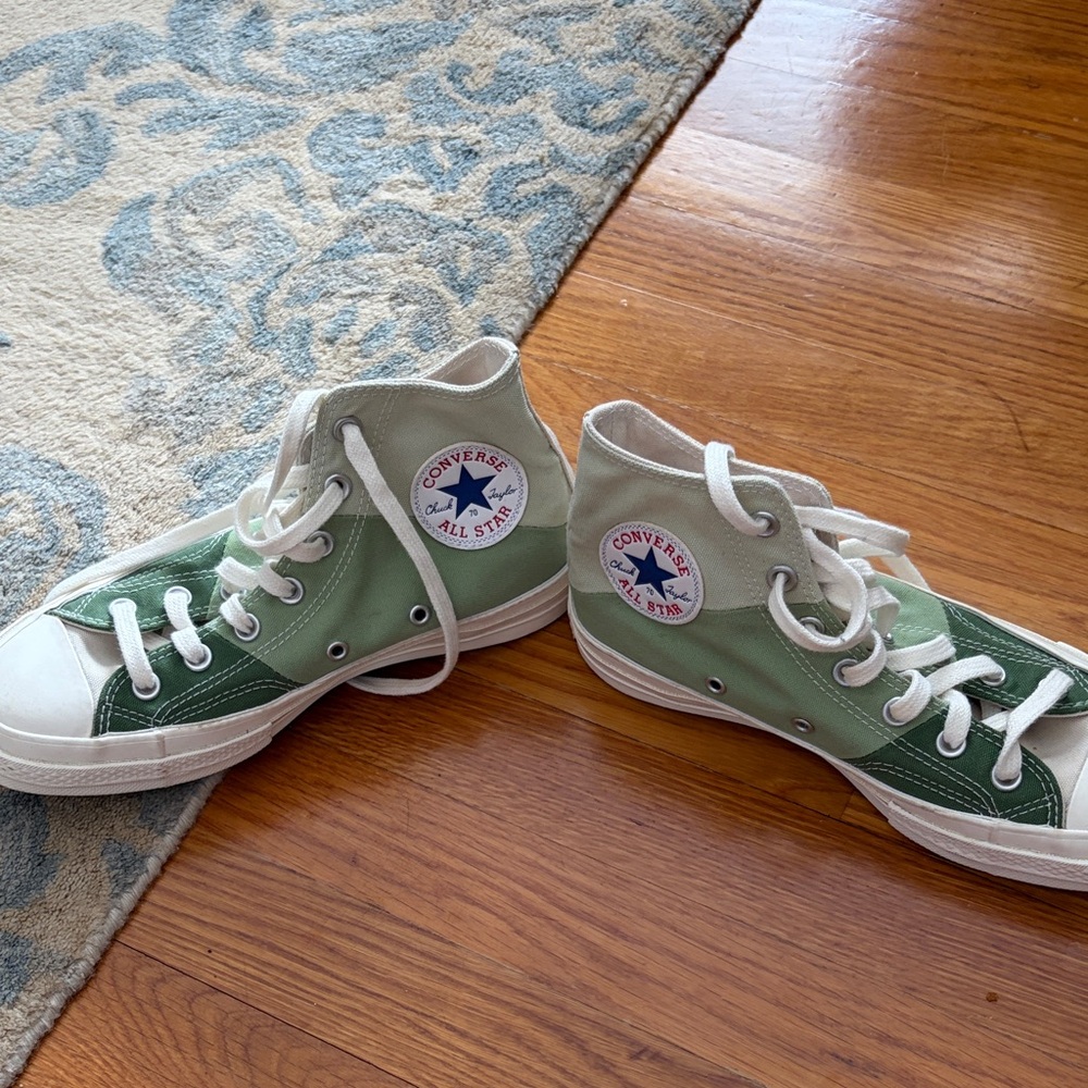 Converse High Top Sneakers in Sage Green and White….never worn